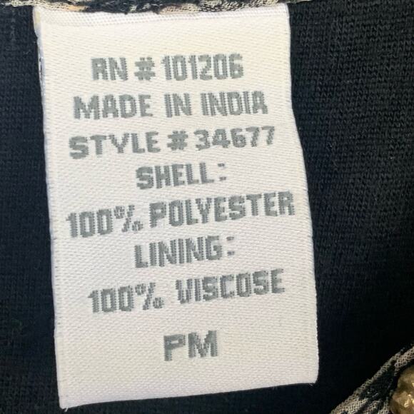 Soft Surroundings Midi Dress Black Size M Tiered Tan Black Leopard Studded Neck - Picture 6 of 7